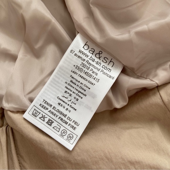 ba&sh Korence Cropped Trench Coat Beige size XS Cotton Utility Minimalist - Picture 10 of 14